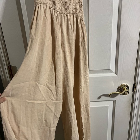 Wide-Leg Jumpsuit Summer, Spring, Fall, Cream color, halter material at top, Y2K - Picture 3 of 6